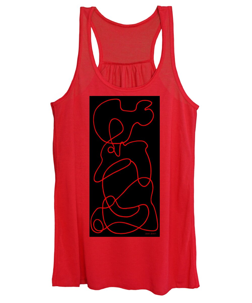 Nikita Coulombe Women's Tank Top featuring the painting Squiggles - Red by Nikita Coulombe