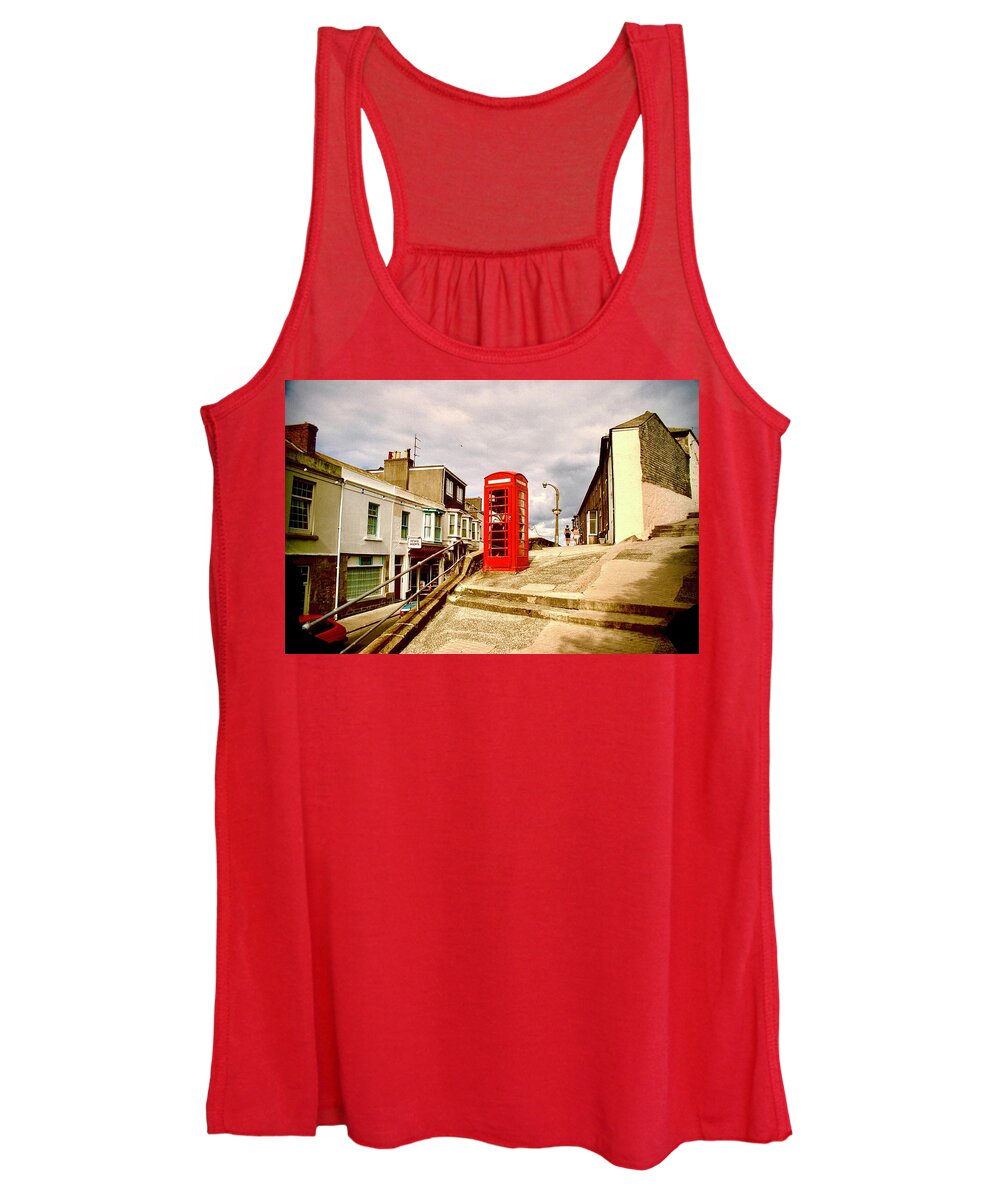 Red Women's Tank Top featuring the photograph St. Ives Red Telephone Box by Gordon James