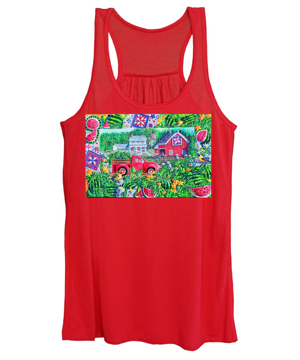 Red Truck Women's Tank Top featuring the painting Summertime by Diane Phalen