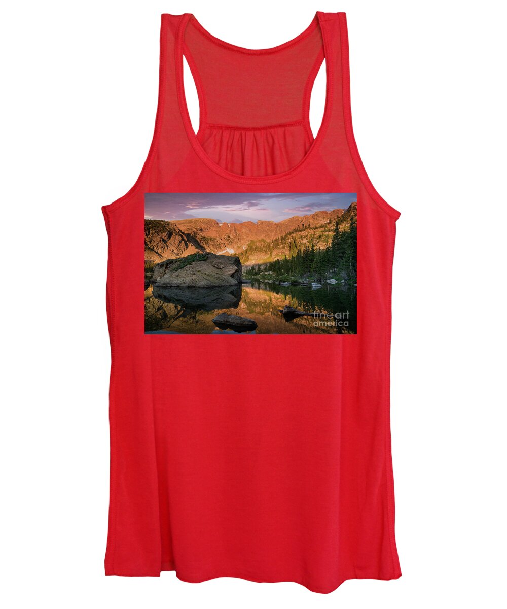 Indian Peaks Wilderness Women's Tank Top featuring the photograph Sunrise at Forest Lake Colorado by Keith Kapple