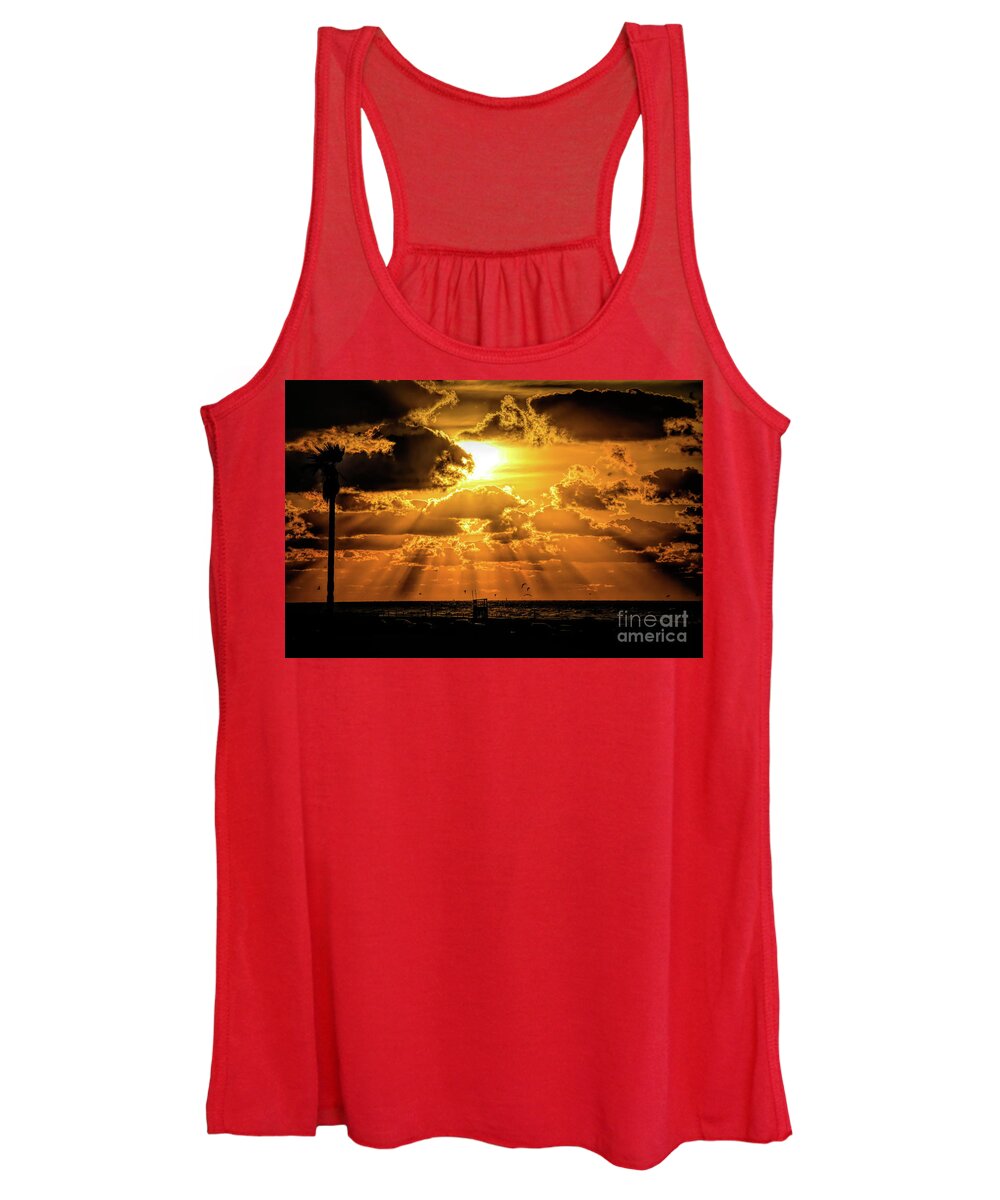 Sunrise Photography Women's Tank Top featuring the photograph Sunrise in Galveston by Diana Mary Sharpton