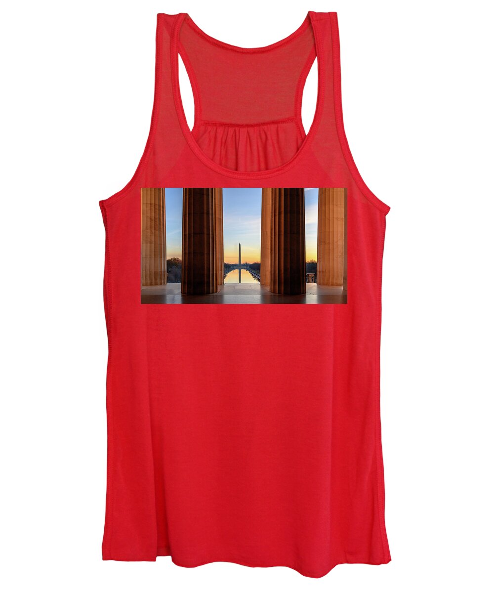 Washington Monument Women's Tank Top featuring the photograph Sunrise on the National Mall by Robert Miller