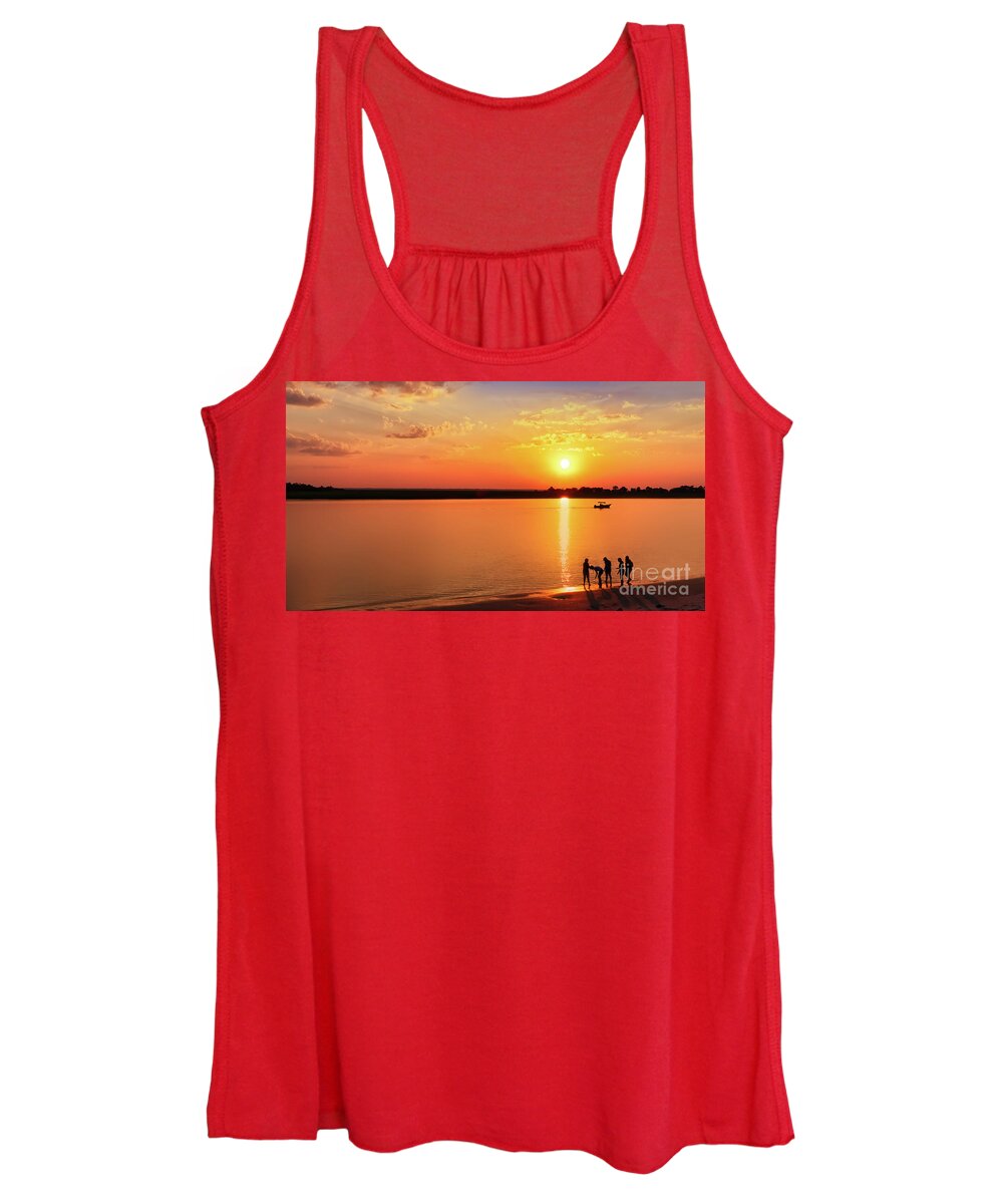 Tybee Island Sunset Women's Tank Top featuring the photograph Sunset at Tybee Island, Georgia by Shelia Hunt