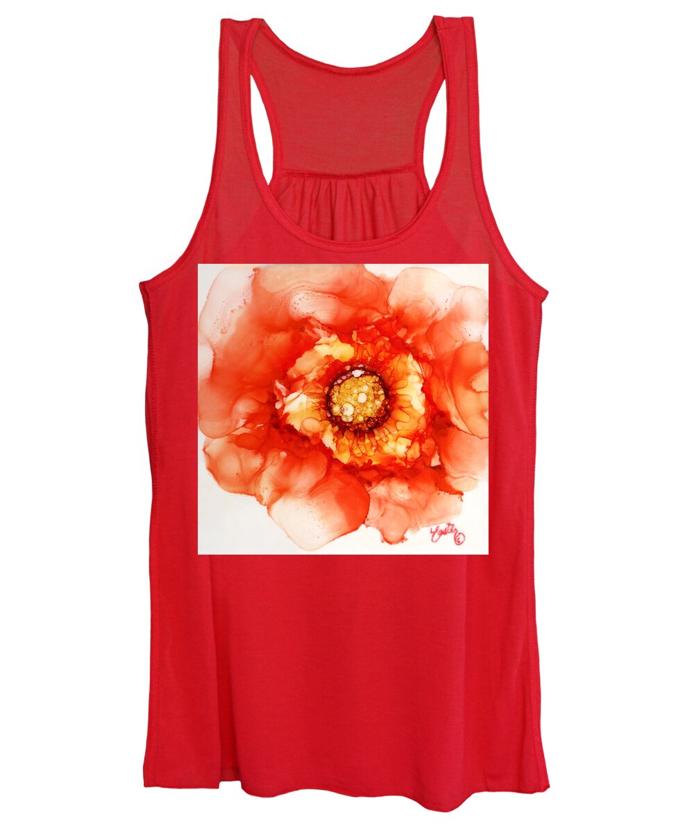 Tangerine Wild Rose Women's Tank Top featuring the painting Tangerine Wild Rose by Daniela Easter