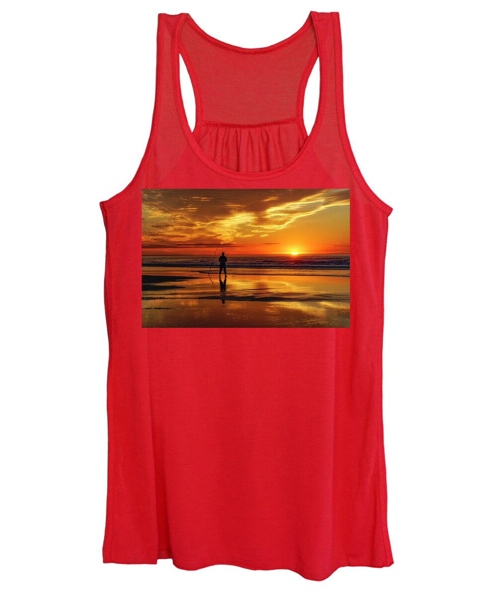 Ogunquit Beach Women's Tank Top featuring the photograph The Fisherman by Penny Polakoff