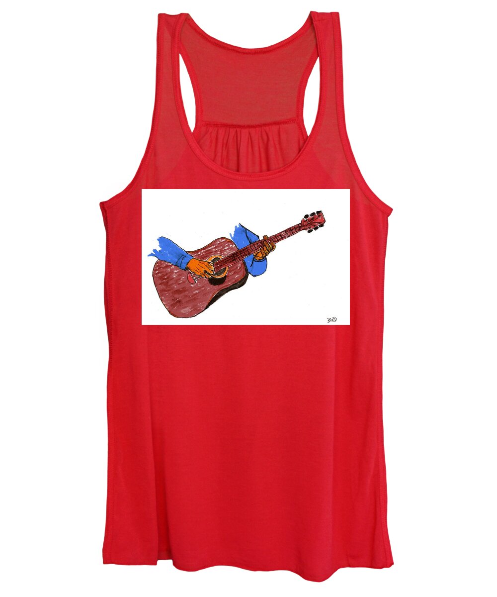 Guitar Women's Tank Top featuring the painting The Guitarist by Branwen Drew
