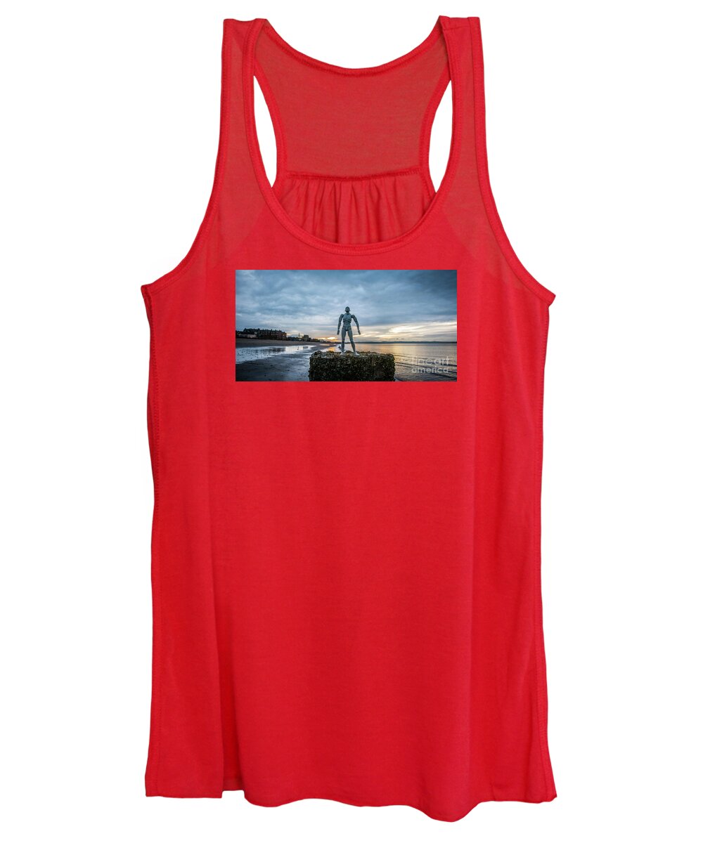 Beach Women's Tank Top featuring the photograph The Man on the Beach by Max Blinkhorn