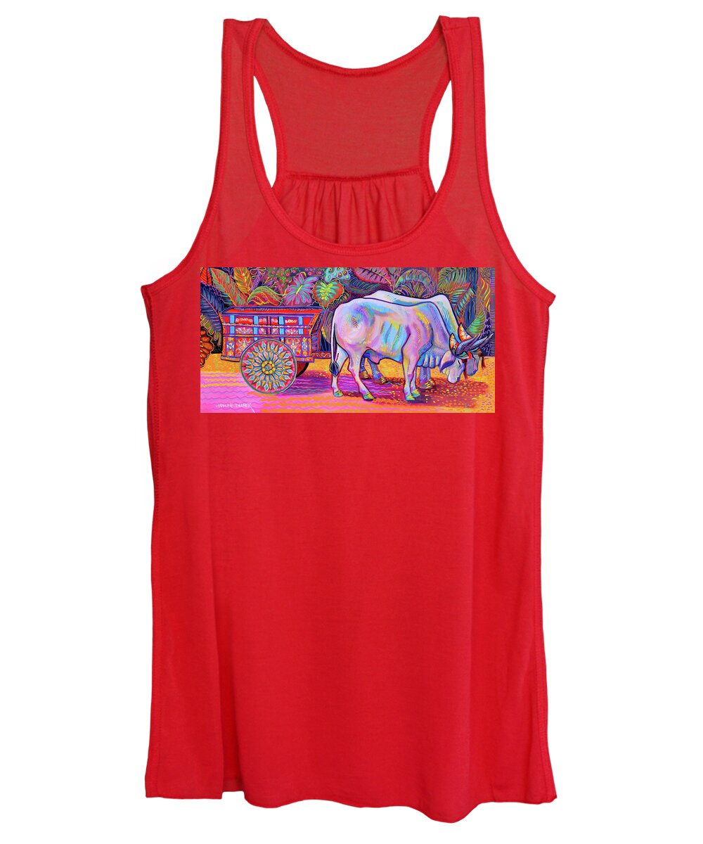Costa Rica Women's Tank Top featuring the painting The Oxcart by Madeline Dillner