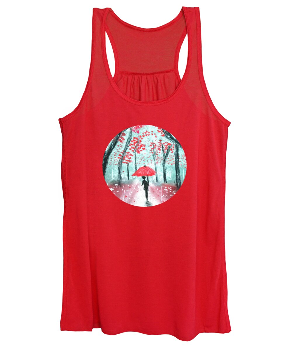 Umbrella Women's Tank Top featuring the drawing The Rainy Path by Ali Baucom