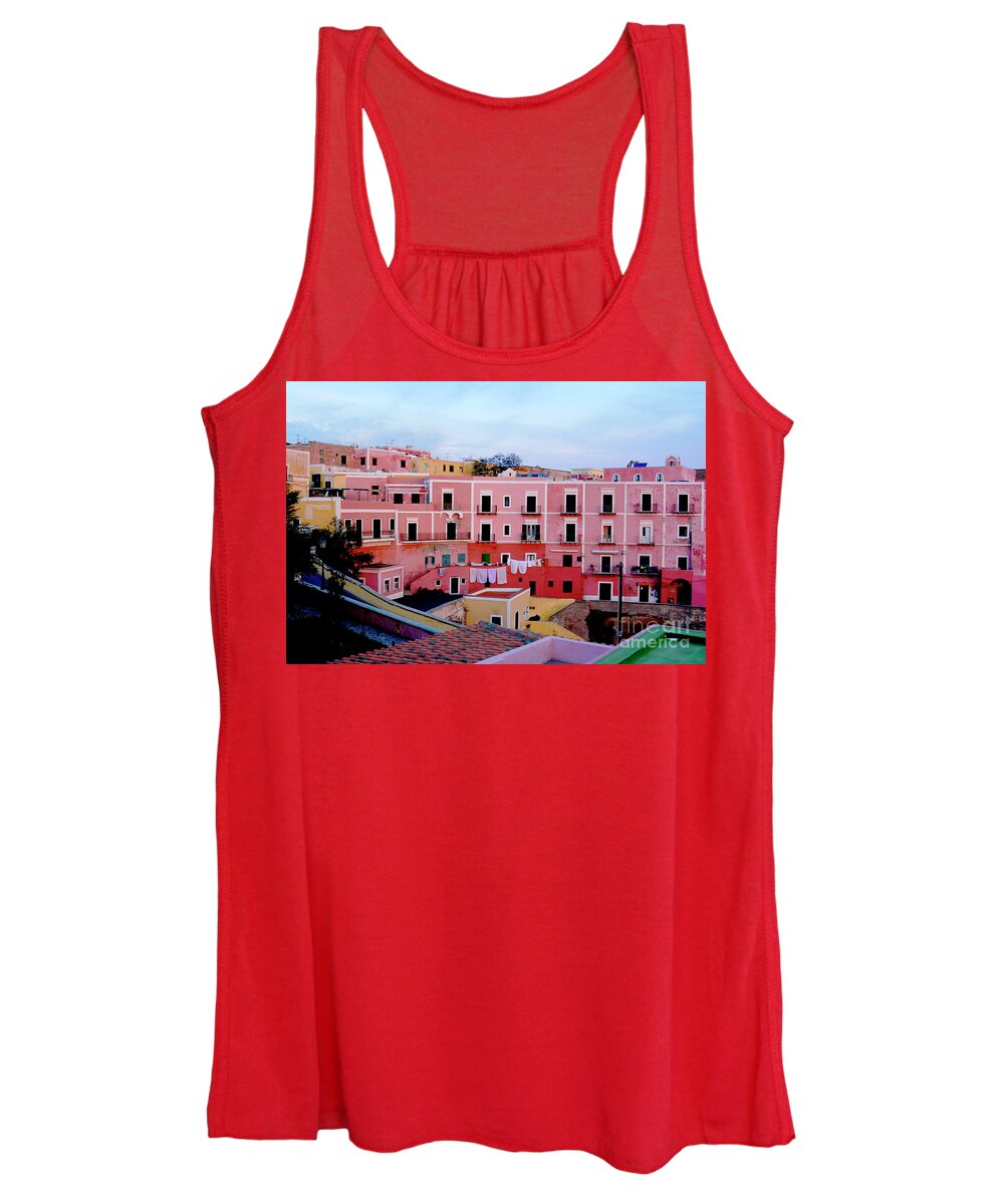 Ventotene Island Women's Tank Top featuring the photograph The sleepy town on the island of Ventotene, Italy. by Gunther Allen