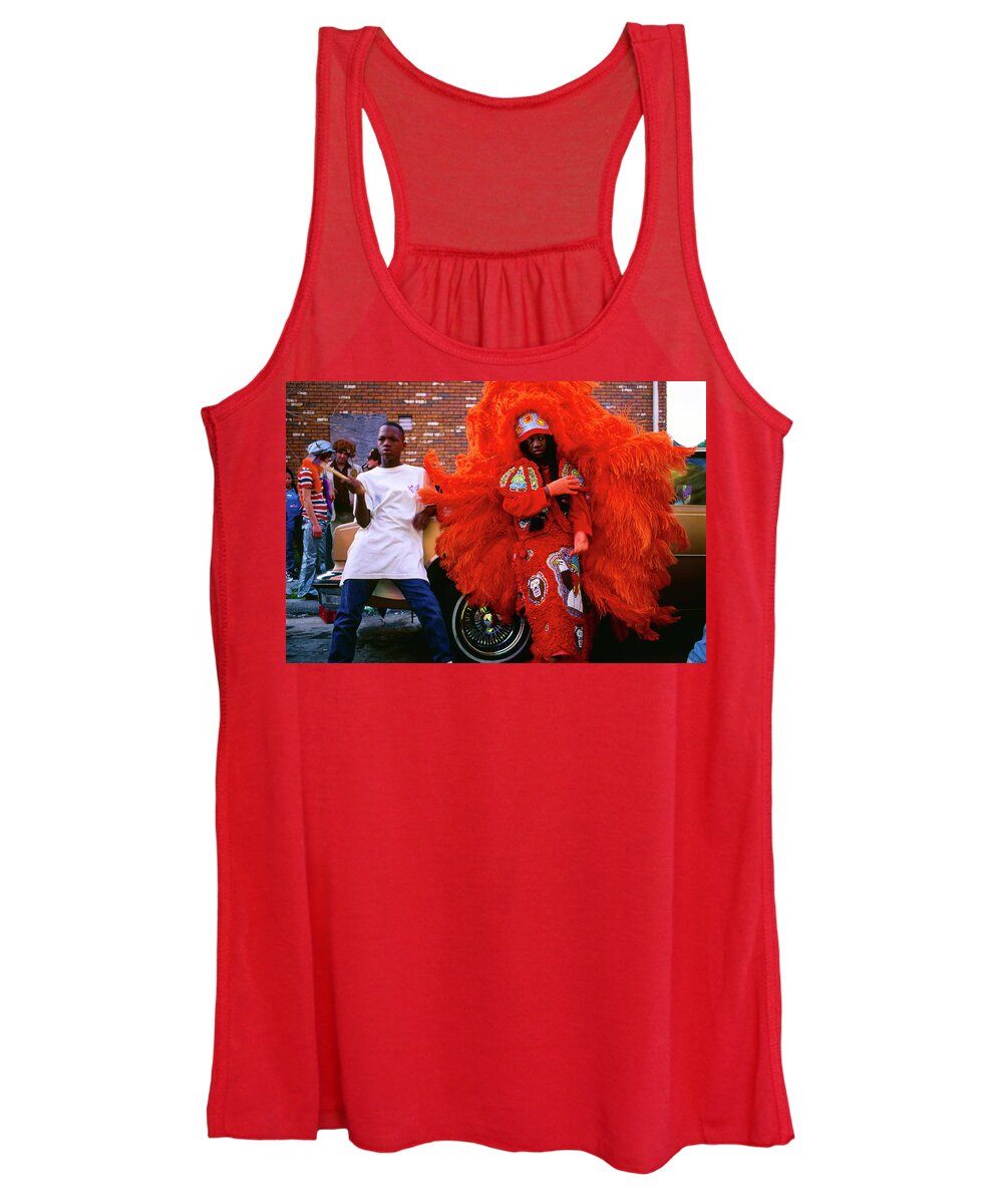 Mardi Gras Women's Tank Top featuring the photograph Treme - Mardi Gras Black Indian Parade, New Orleans by Earth And Spirit