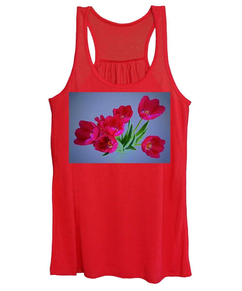 Abstract Women's Tank Top featuring the photograph Tulips Bursting by Alida M Haslett