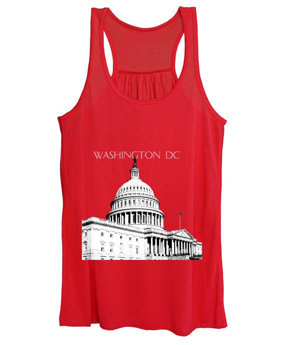 Architecture Women's Tank Top featuring the digital art Washington DC Skyline The Capital Building - Gold by DB Artist