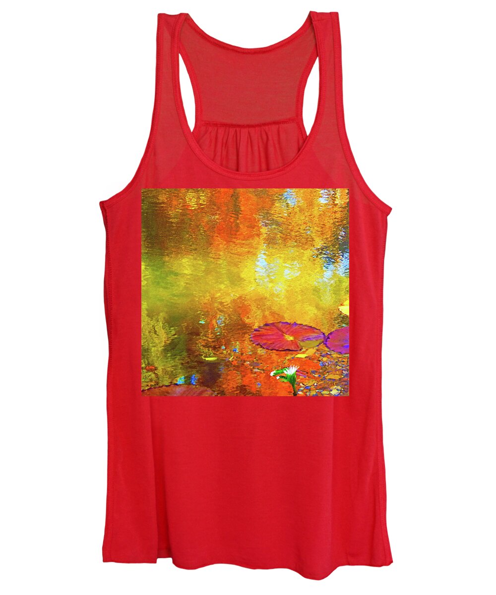 Abstract Women's Tank Top featuring the mixed media Waterlilies by Sharon Williams Eng