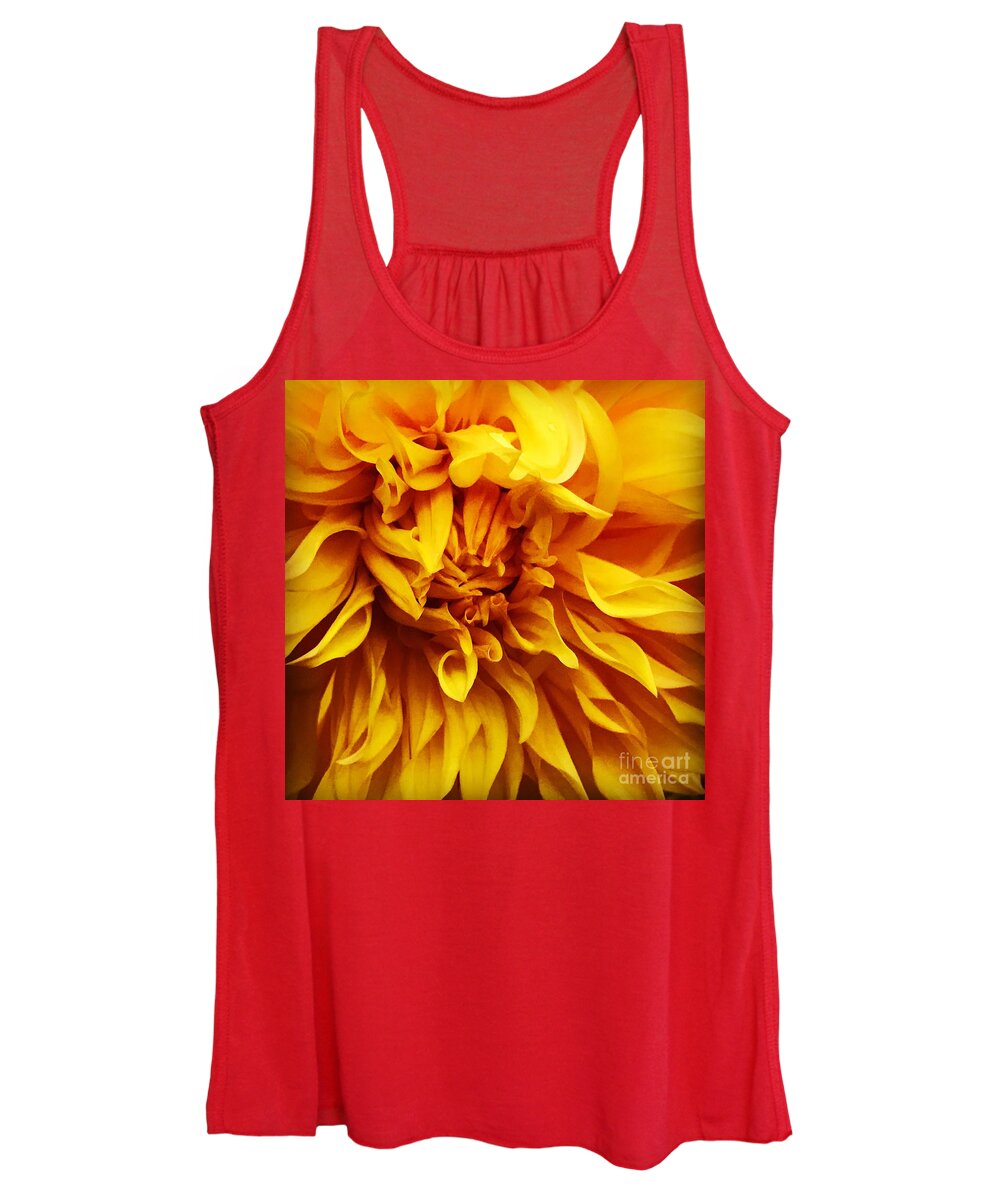 Yellow Women's Tank Top featuring the photograph Yellow Dalia by Suzanne Lorenz