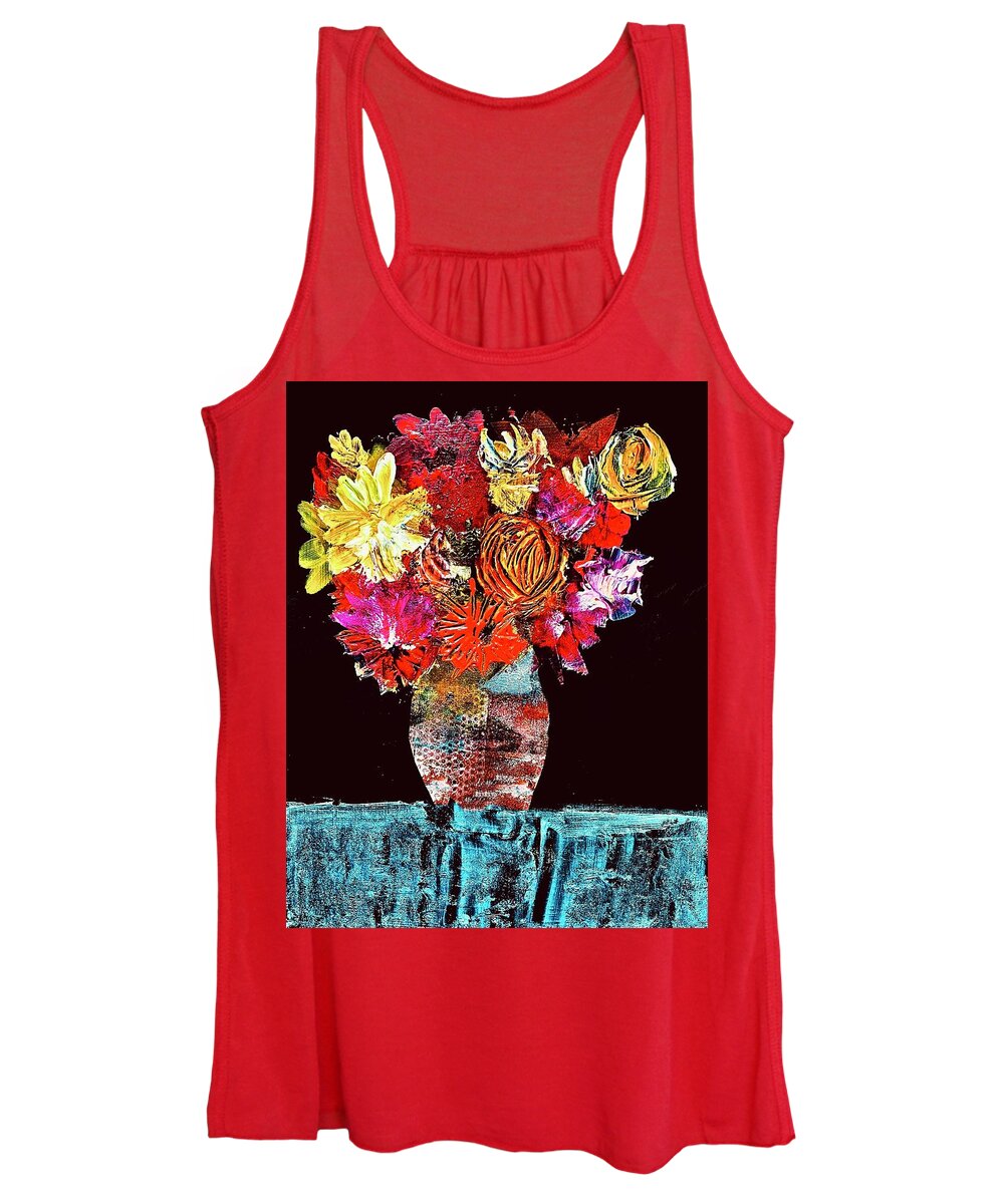 #flowers Women's Tank Top featuring the painting Your Birthday Flowers by Tommy McDonell