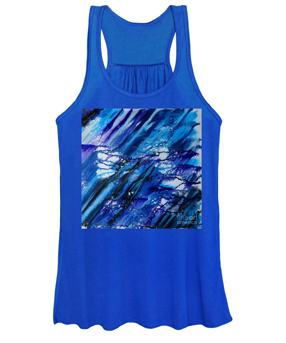 Art Women's Tank Top featuring the painting Blue Wind by Tamal Sen Sharma