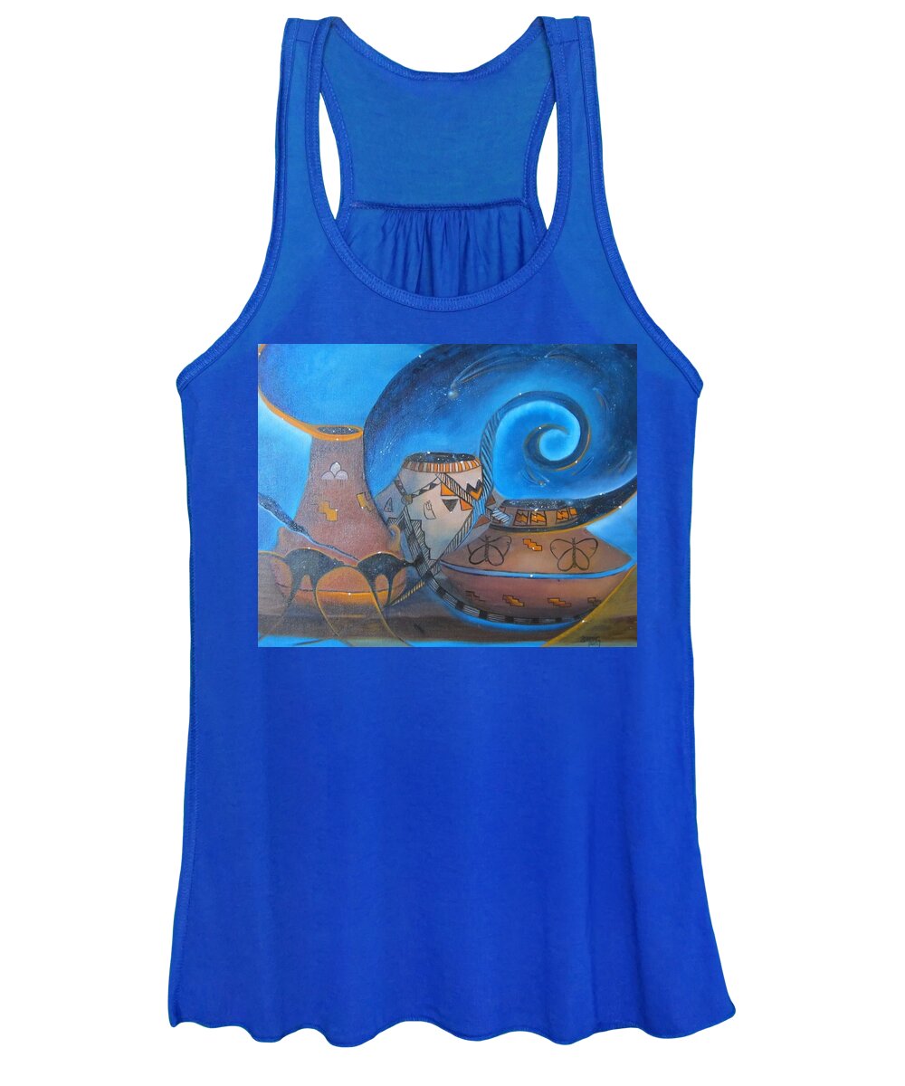 Curvismo Women's Tank Top featuring the painting Spirit Legends #2 by Sherry Strong
