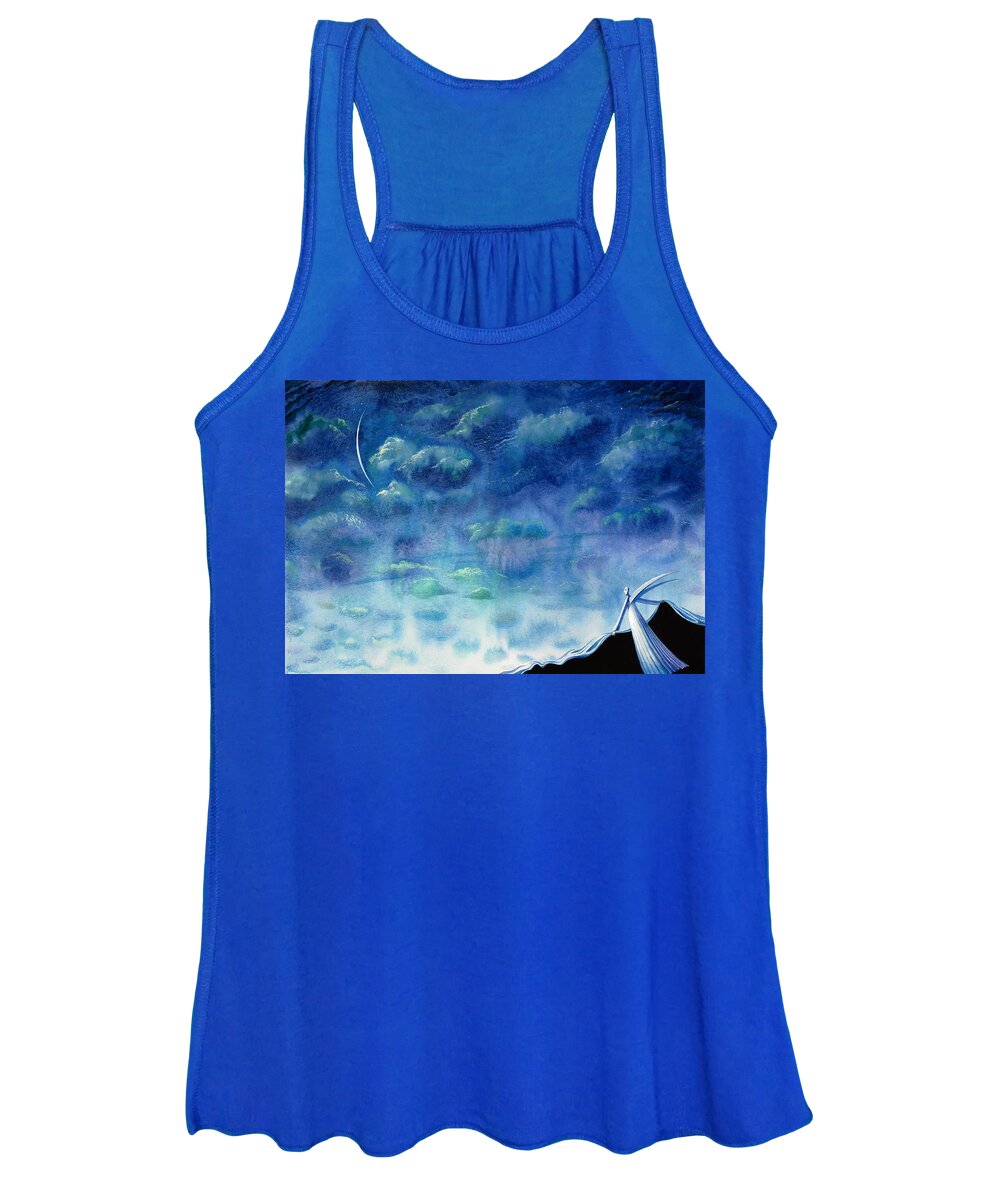Angel Women's Tank Top featuring the painting A midnight angel by Victoria Fomina