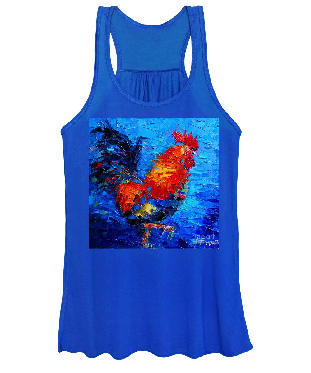 Abstract Colorful Gallic Rooster Women's Tank Top featuring the painting Abstract Colorful Gallic Rooster by Mona Edulesco