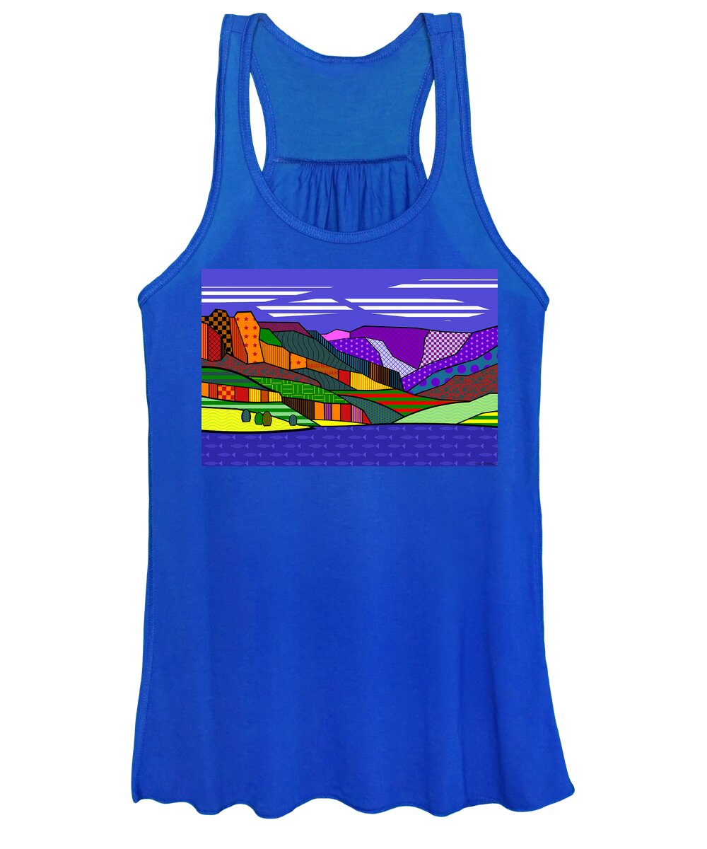 Colorado Women's Tank Top featuring the digital art Blue Mesa Lake by Randall J Henrie
