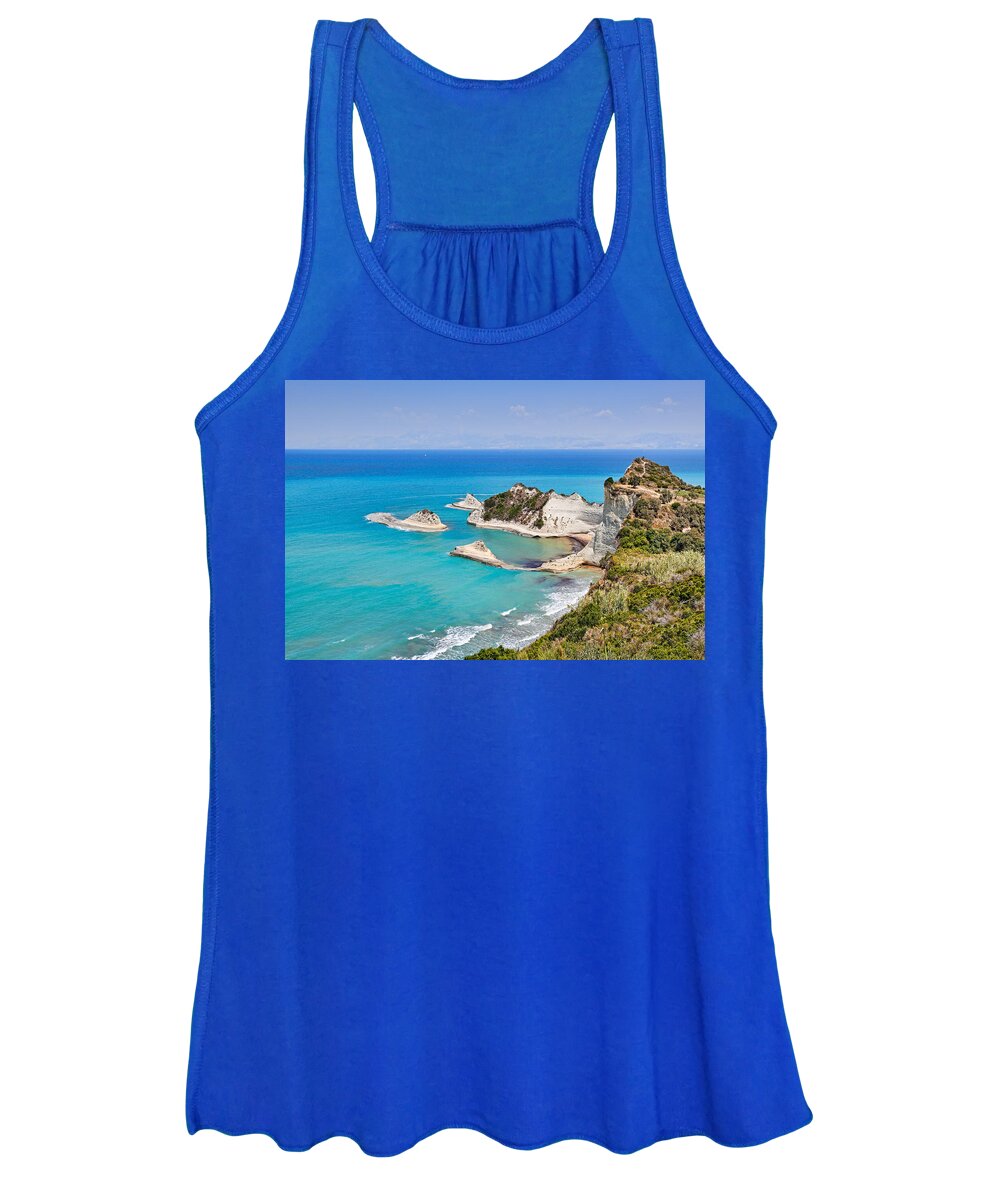 Cape Women's Tank Top featuring the photograph Cape Drastis at Corfu - Greece by Constantinos Iliopoulos