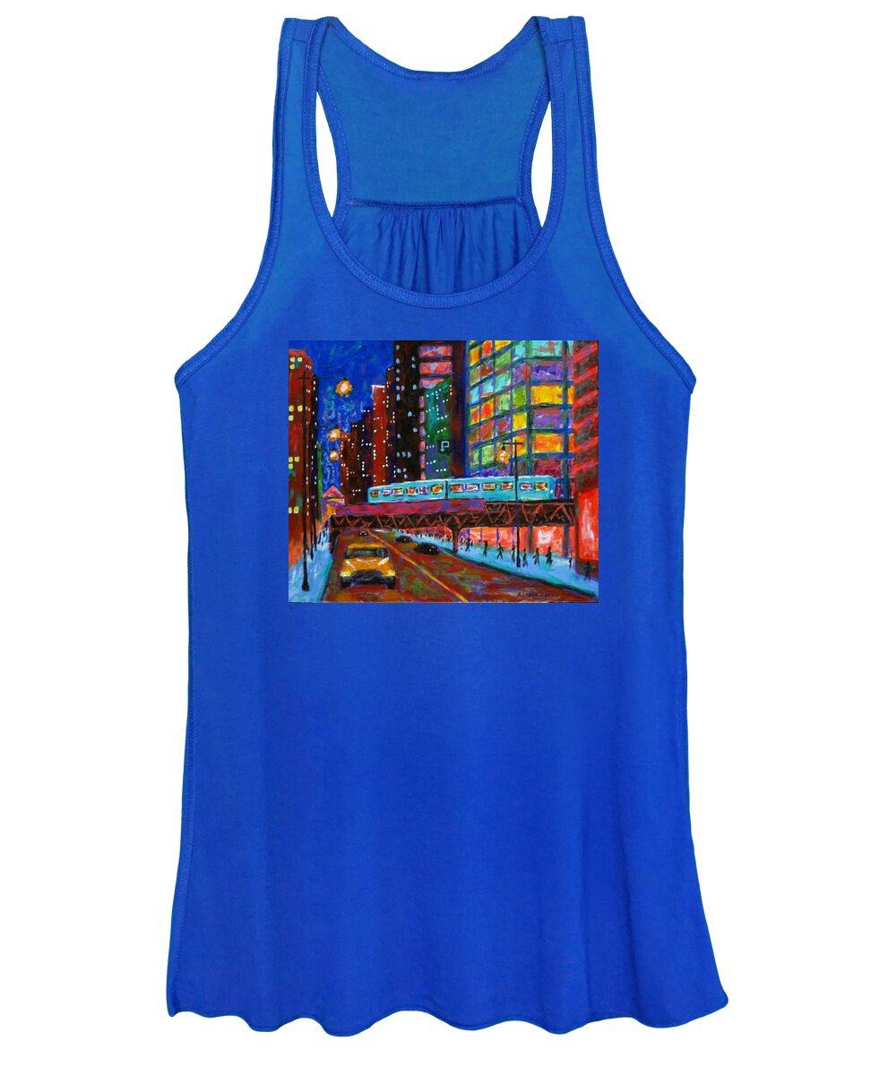  Chicago Art Women's Tank Top featuring the painting City Lights by J Loren Reedy