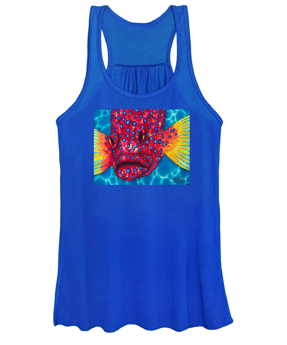 Coral Grouper Women's Tank Top featuring the painting Coral Grouper by Daniel Jean-Baptiste