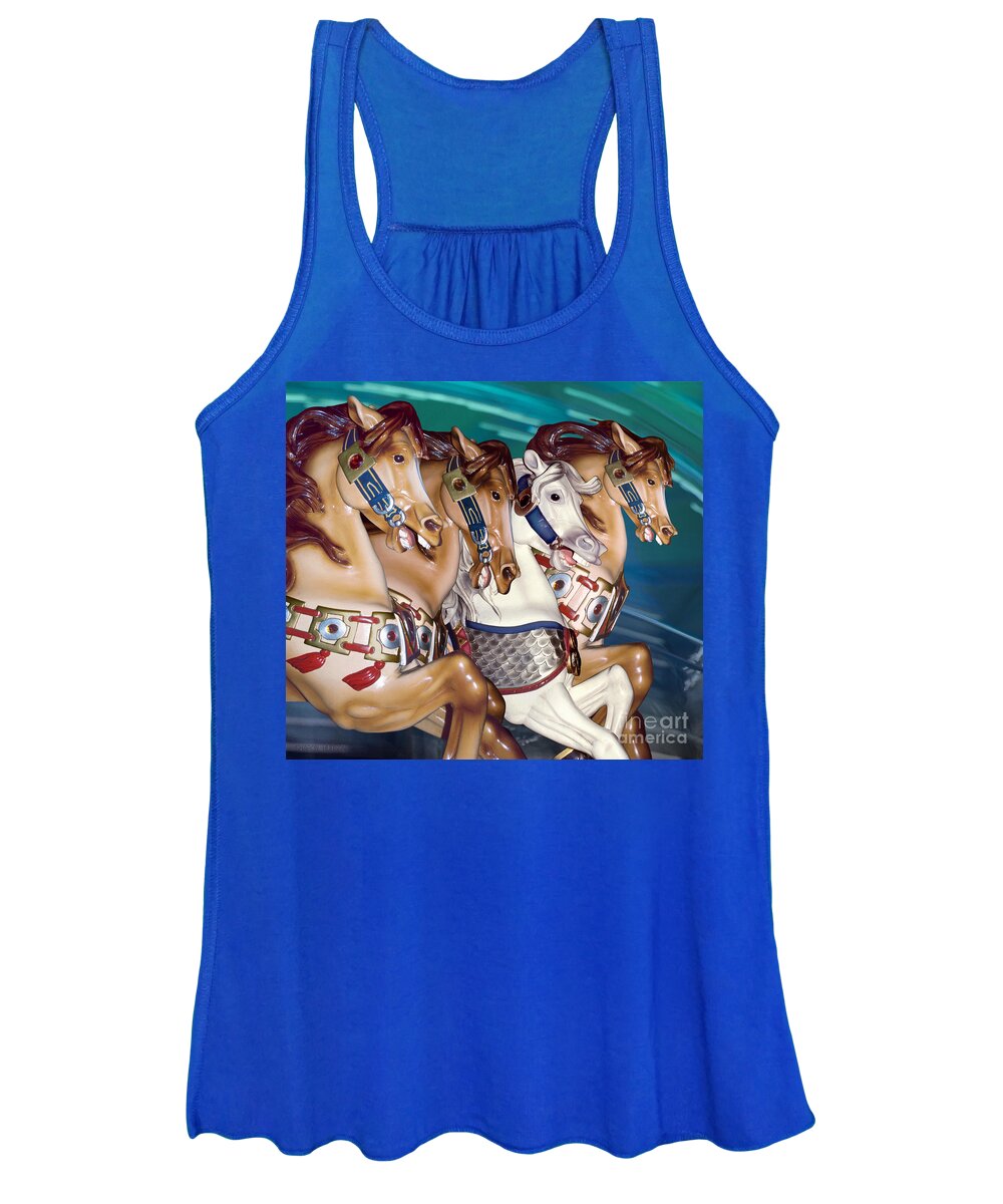 Carousel Women's Tank Top featuring the photograph carousel horse art photography - Almost A Team by Sharon Hudson