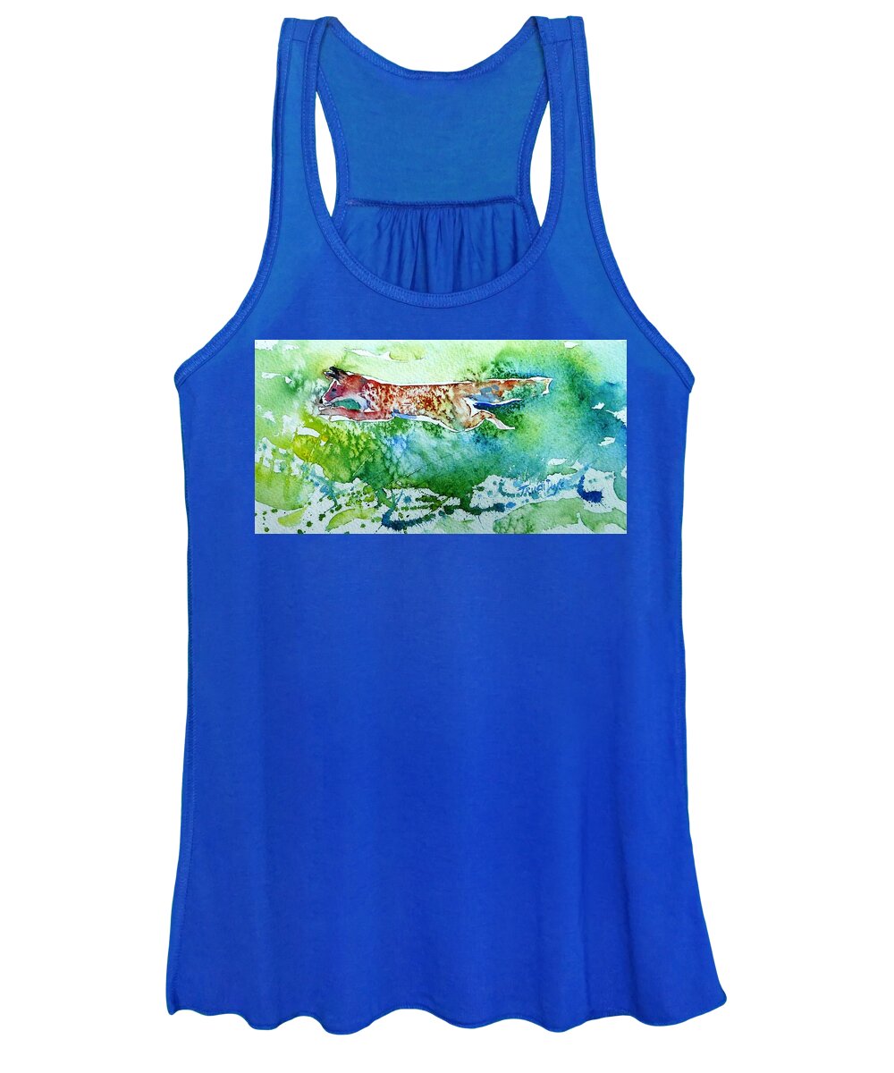 Fox Hunting Women's Tank Top featuring the painting Fox- Hunting in the Sun by Trudi Doyle