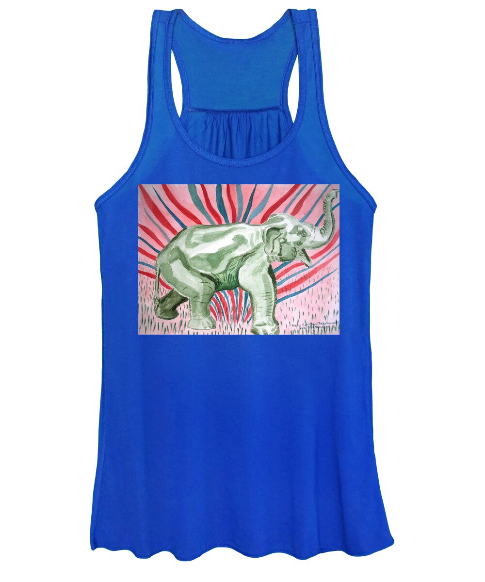 Elephant Women's Tank Top featuring the painting Gleeful Elephant by Vera Smith