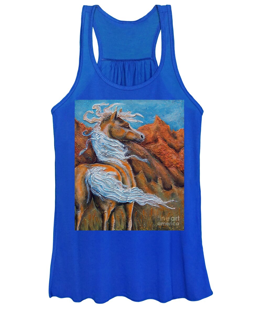 Horse Women's Tank Top featuring the painting Gold Rush by Jonelle T McCoy