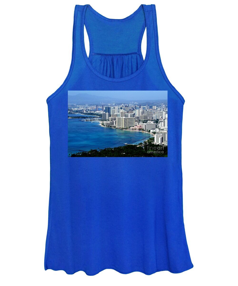 Honolulu Women's Tank Top featuring the photograph Honolulu and Waikiki from Diamond Head by Mary Deal