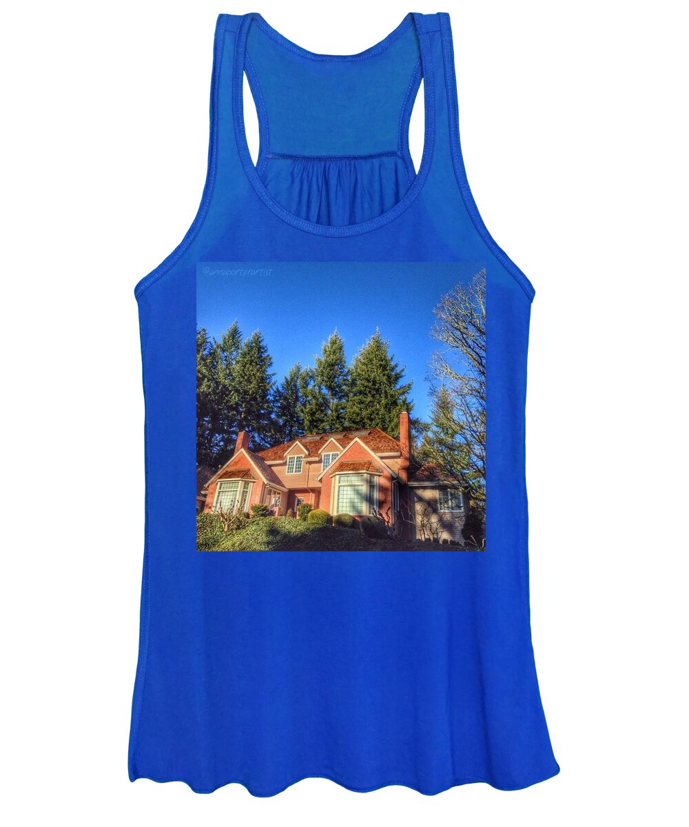 Global_nature Women's Tank Top featuring the photograph House On The Hill, Afternoon Light by Anna Porter