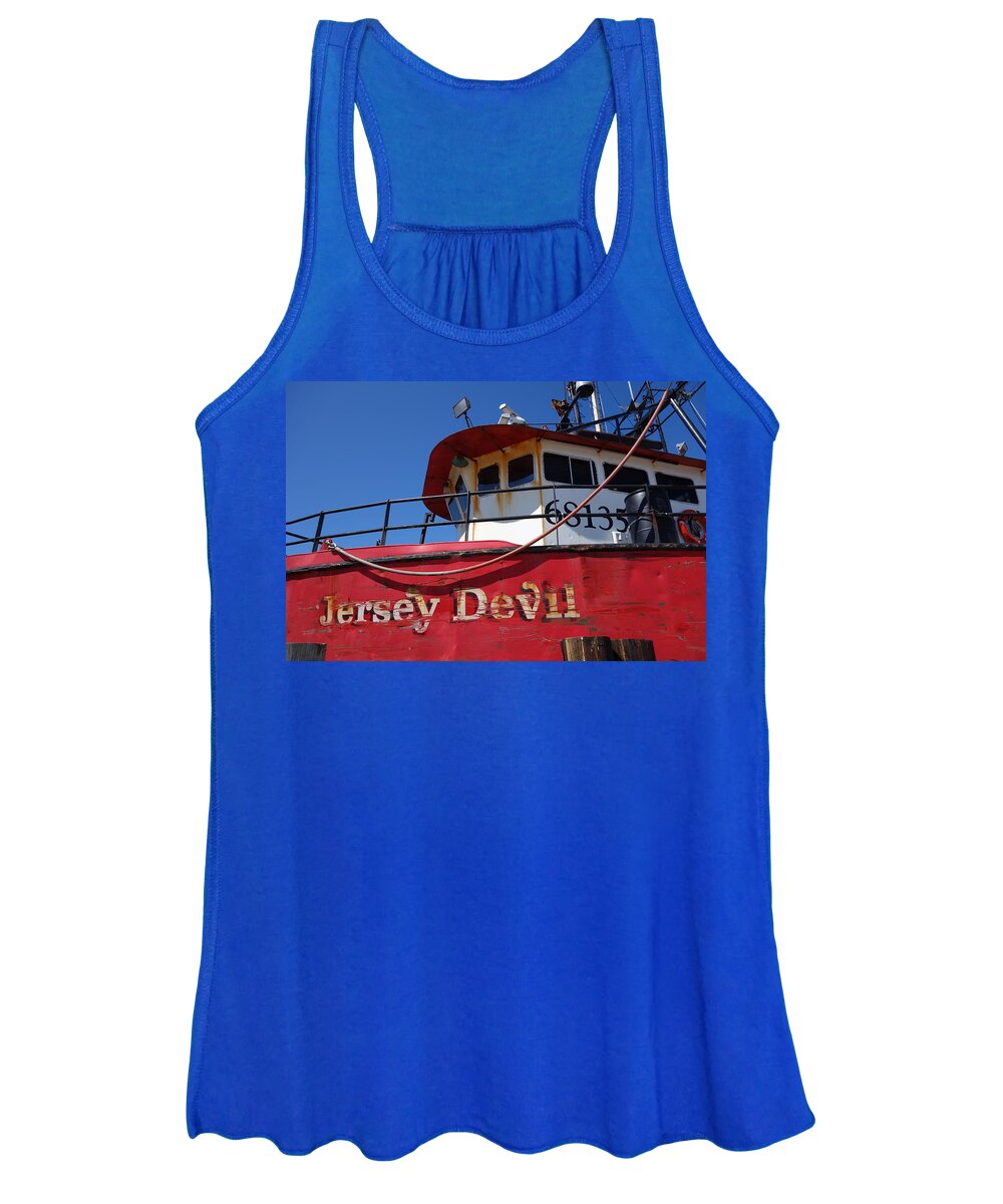 Clam Boat Women's Tank Top featuring the photograph Jersey Devil Clam Boat by Joan Reese