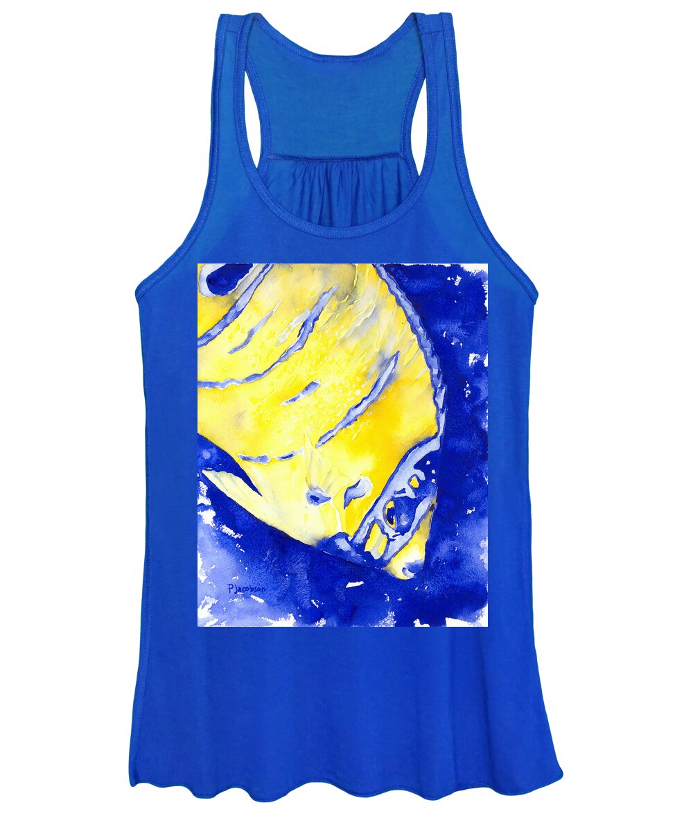 Angelfish Women's Tank Top featuring the painting Juvenile Queen Angelfish by Pauline Walsh Jacobson