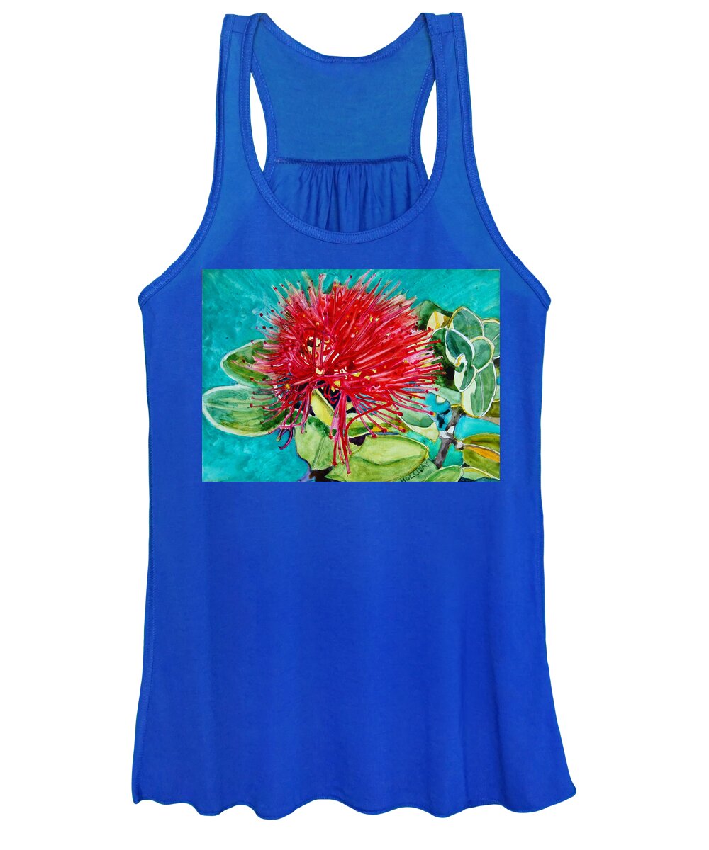 Lehua Blossom Women's Tank Top featuring the painting Lehua Blossom by Terry Holliday