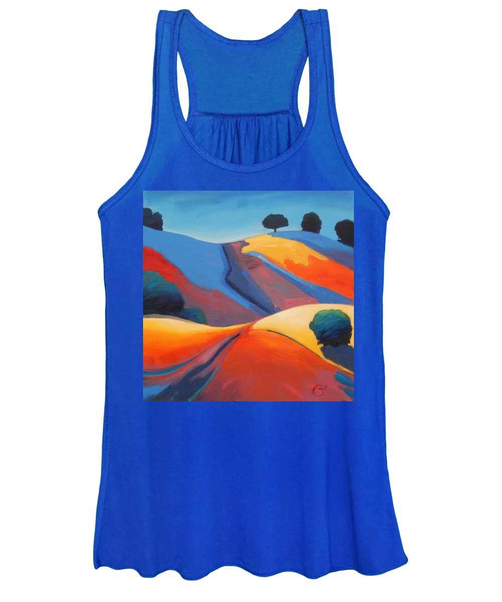 California Hills Women's Tank Top featuring the painting Light Show by Gary Coleman