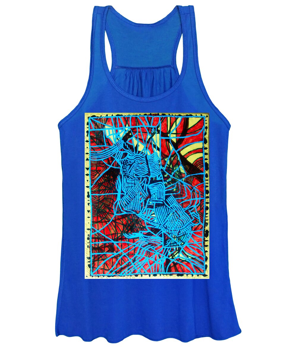 Jesus Women's Tank Top featuring the ceramic art Maiden in Blue - Mary in the Temple by Gloria Ssali
