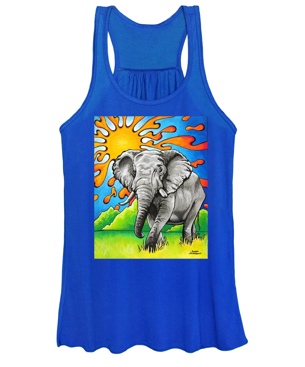 Ele Women's Tank Top featuring the painting Majestic Elephant by Adam Johnson