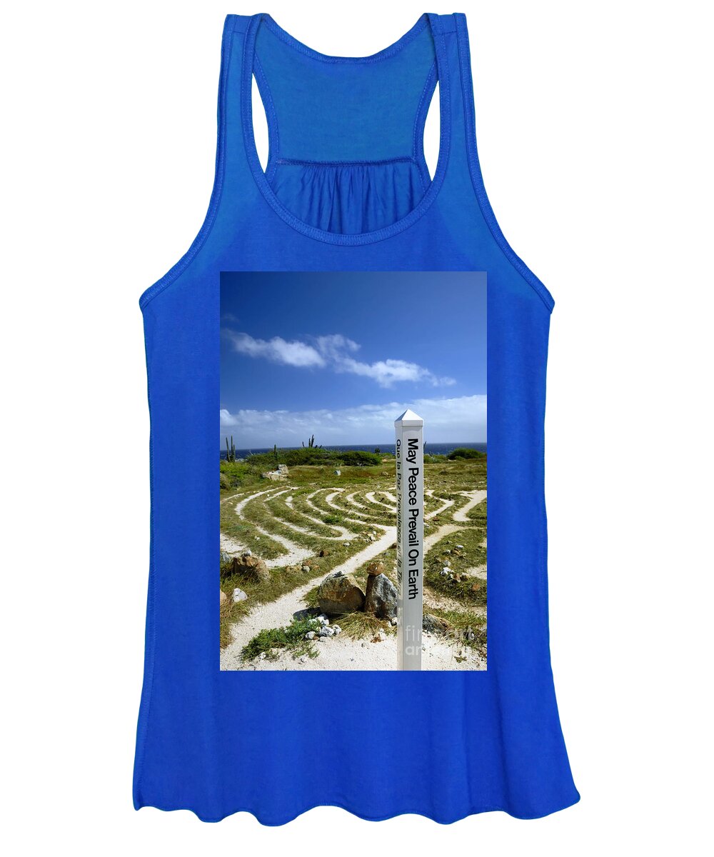 Aruba Women's Tank Top featuring the photograph May Peace Prevail on Earth Peace Labyrinth Aruba by Amy Cicconi