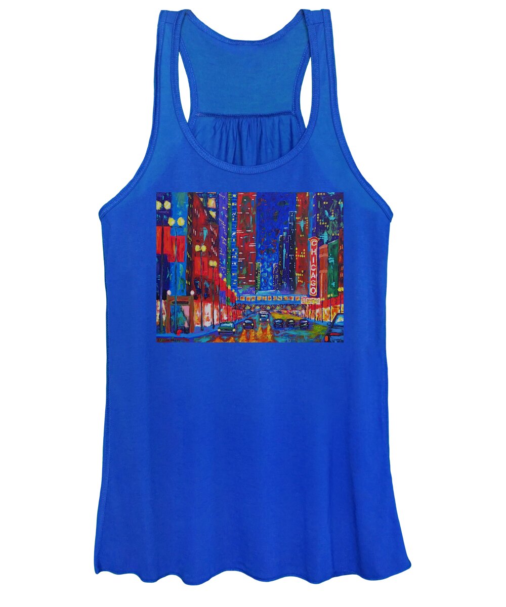  Chicago State Street Women's Tank Top featuring the painting My Kind of Town by J Loren Reedy