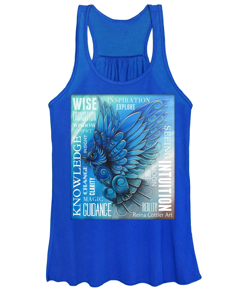 Owl Women's Tank Top featuring the painting Owl Totem Wordart by Reina Cottier