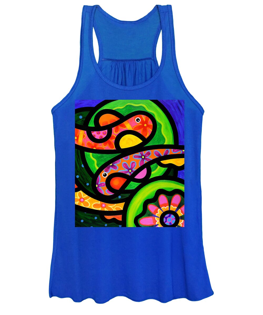 Koi Women's Tank Top featuring the painting Paisley Pond - Horizontal by Steven Scott