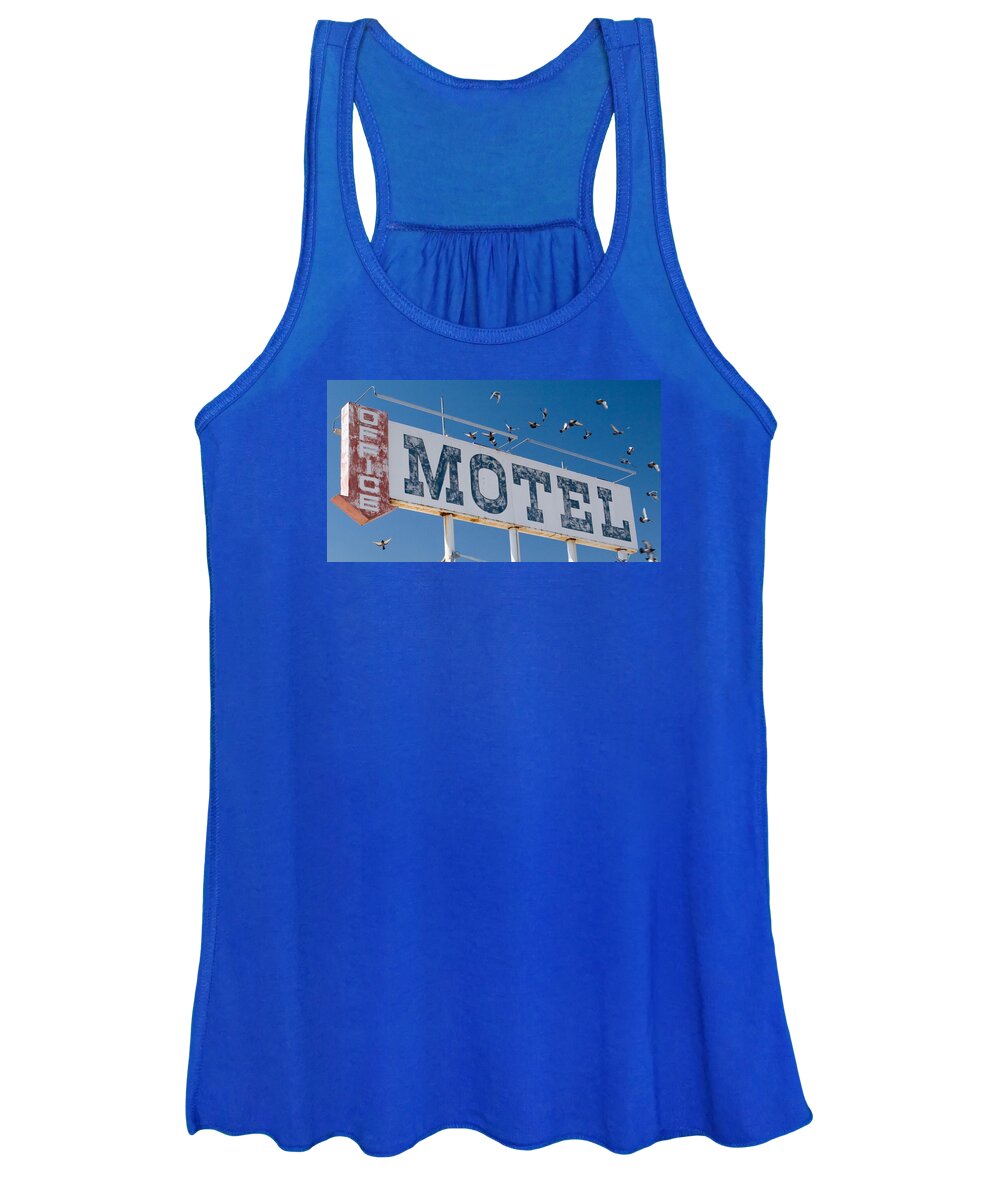 Sign Women's Tank Top featuring the photograph Pigeon Roost Motel Sign by Scott Campbell