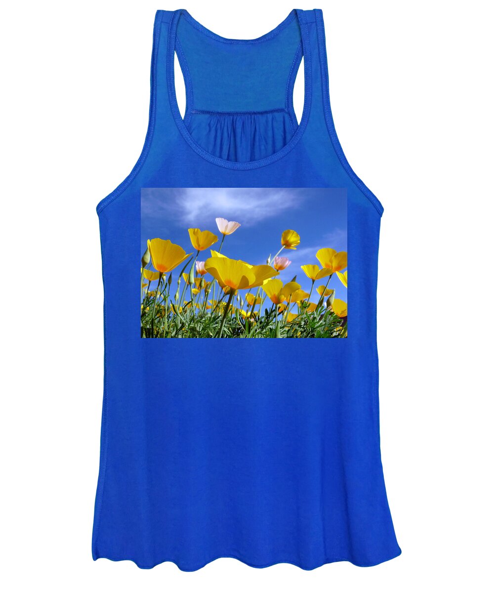 Arizona Women's Tank Top featuring the photograph Poppies and Blue Arizona Sky by Lucinda Walter