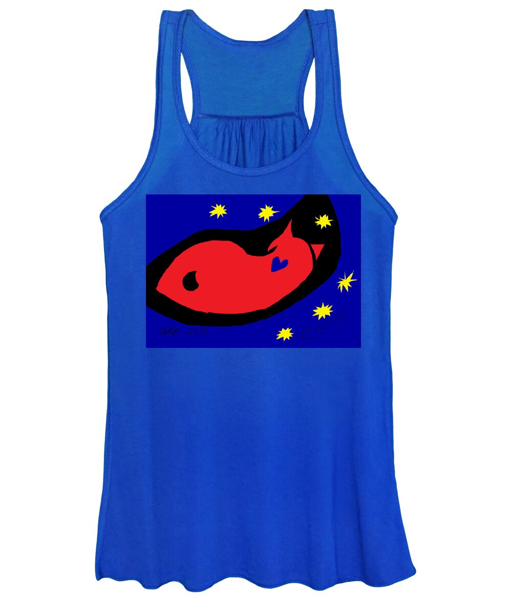 Cat Art Women's Tank Top featuring the painting Red Cosmos After Matisse by Anita Dale Livaditis