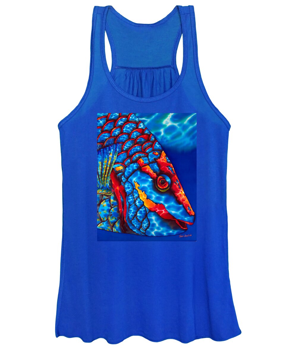 Parrot Fish Women's Tank Top featuring the painting Stoplight Parrotfish by Daniel Jean-Baptiste