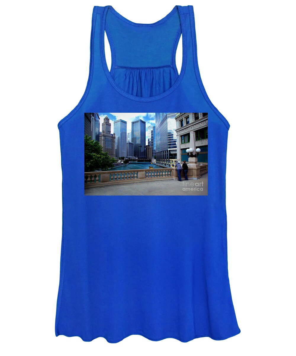 Midwest Women's Tank Top featuring the photograph Summer Breeze on the Chicago River - Color by Frank J Casella