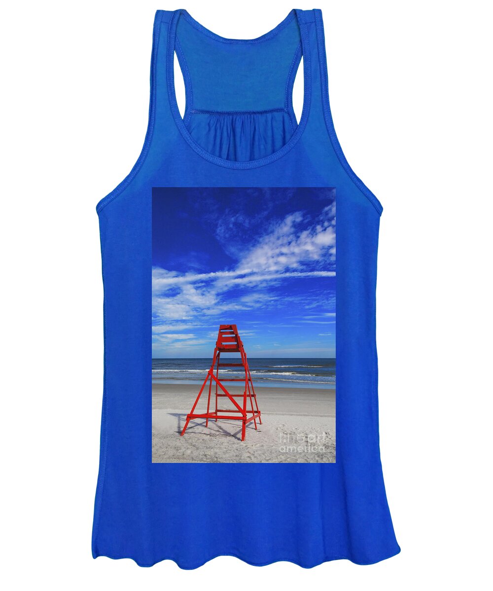 Jacksonville Beach Women's Tank Top featuring the photograph Swim At Your Own Risk by Diane Macdonald